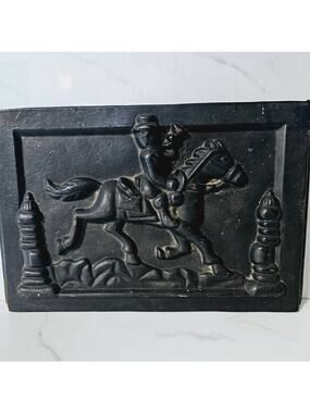 Antique Cast Iron Postal Horse Rider Panel